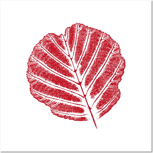 Alder Leaf - Botanical - Leaves Imprint- AUTUMN RED Wall Art by Nikokosmos